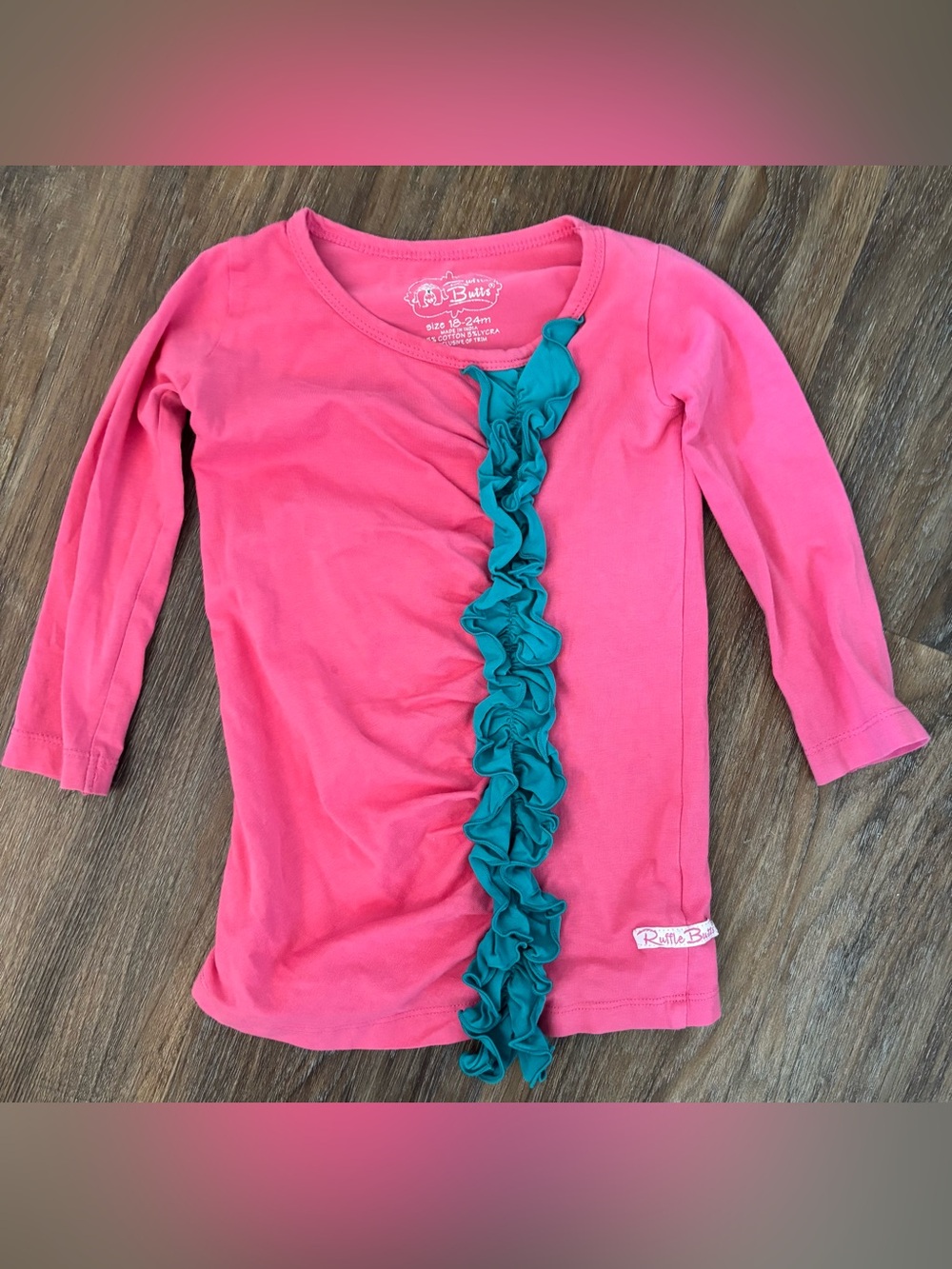 Ruffle Butts Hot Pink Dress with Teal Ruffle 18-24m